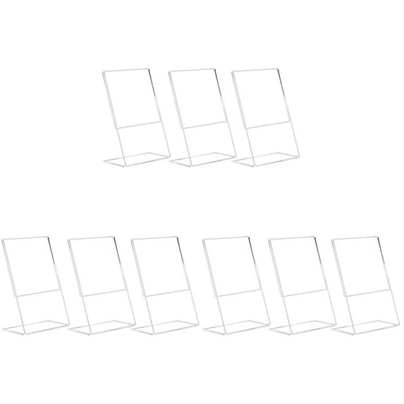 FUEENIRVA Fueenirva Transparent Acrylic Sign Holder for Photos Cards Papers L-Shaped Design 9Pcs