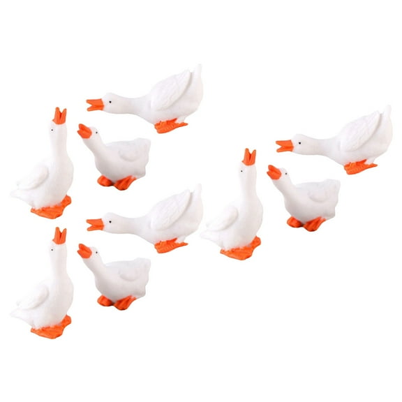 9 Pcs Duck Models Desktop Decor Tabletop Decor Miniature Goose Figurine Animal Figurine Collection White Resin