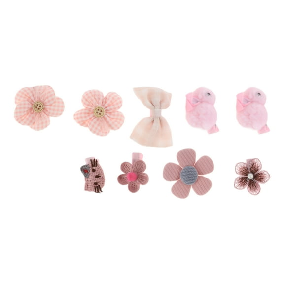 9 Pcs Fashion Cute Rabbit Hair Clips Hairdo Clips for Girls for Children Pink