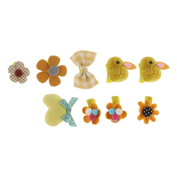 9 Pcs Fashion Cute Rabbit Hair Clips Hairdo Clips for Girls for Children Yellow