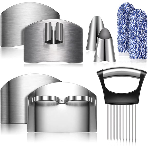 9 Pcs Finger Guard for Cutting Vegetables, Stainless Steel Finger Protector, Knife Finger Protector,Thumb Guard Peelers for Onion Holder Slicer Kitchen Tool Avoid Hurting When Slicing and Chopping