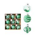thumbnail image 1 of 9 Pcs Hand‑Painted Christmas Tree Ornaments, 3.14 Inch Plastic Hanging Baubles, Green Xmas Balls for Holiday Home Party Decor, 1 of 4