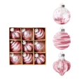 thumbnail image 1 of 9 Pcs Hand‑Painted Christmas Tree Ornaments, 3.14 Inch Plastic Hanging Baubles, Pink Xmas Balls for Holiday Home Party Decor, 1 of 4