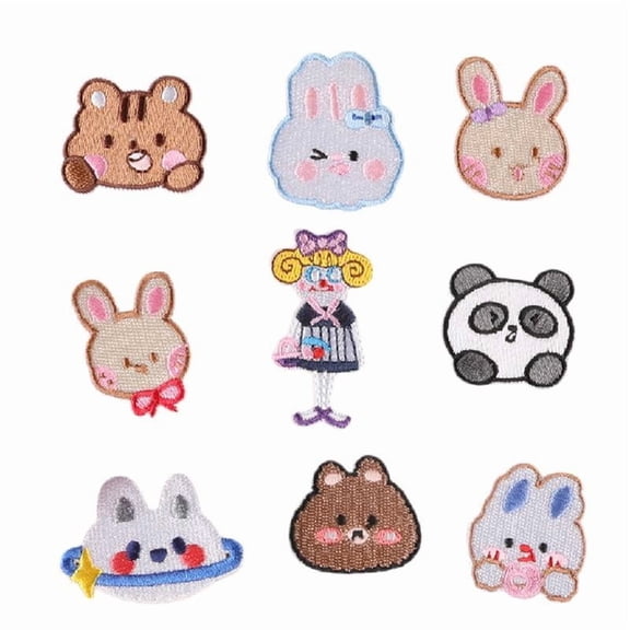 9 Pcs Iron on Patches Sew on Applique Patches Panda Embroidery Patches