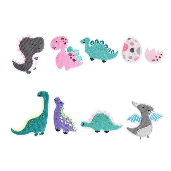 9 Pcs Lovely Repair Patches Iron on Embroidered Patches Cartoon Dinosaur Sew On Appliques for Clothes Hat