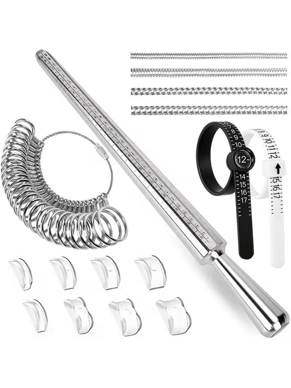 9 Pcs Metal Ring Sizing Tool Set, Gauges with Solid Tapered Mandrel for Ring Repair & Measurement