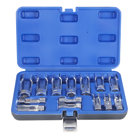9 Pcs Metric Flared Nut Socket Set, 0.39 To 0.87 In / 10 To 22 Mm Open-Ended Socket Set, Deep Hole Design For Auto Repair, Household Use