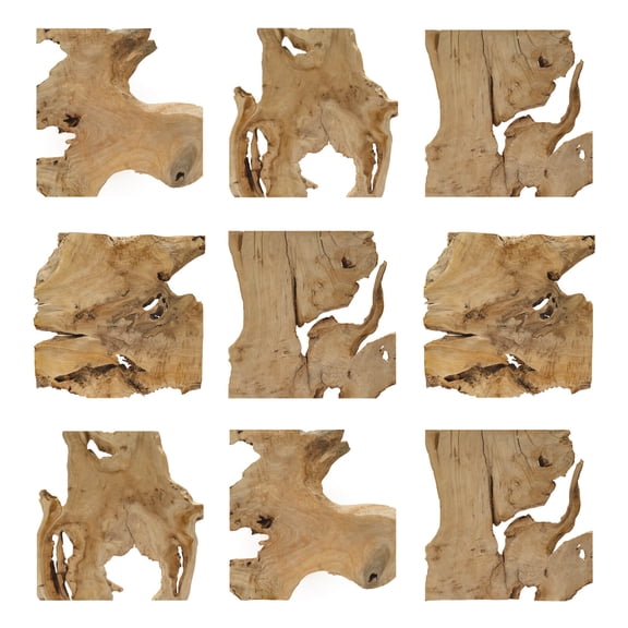 9 Pcs Natural Wood Wall Art, 12x12 Inch Frameless Rustic Live Edge Wood Wall Decor, Handmade Abstract Wall Sculptures for Living Room, Bedroom, Office - Unique Organic Charm for Your Home