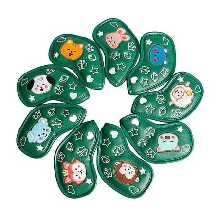 9 Pcs PU Golf Iron Headcover Club Head Cover Decorative Animal Number 4-9 P to