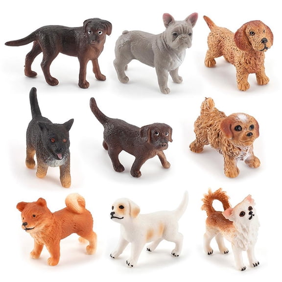 9 Pcs Pet Dog Figurines Pet Figures Set Painted Realistic Shepherd Model for