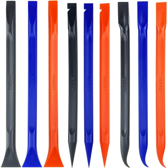 9 Pcs Plastic Scraper Tool, Multi-Purpose Scraper Non-Scratch Cleaning Tool Phone Screen Disassembly Spudger Opening Tools for Tight Spaces Crevices Stickers Labels Oil Stains Food Dirt, 3 Colors