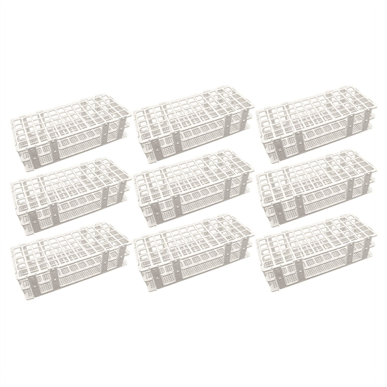 9 Pcs Plastic Test Tube Holders, 60 Holes, for 16 mm Test Tubes, White, Detachable Lab Test Tube