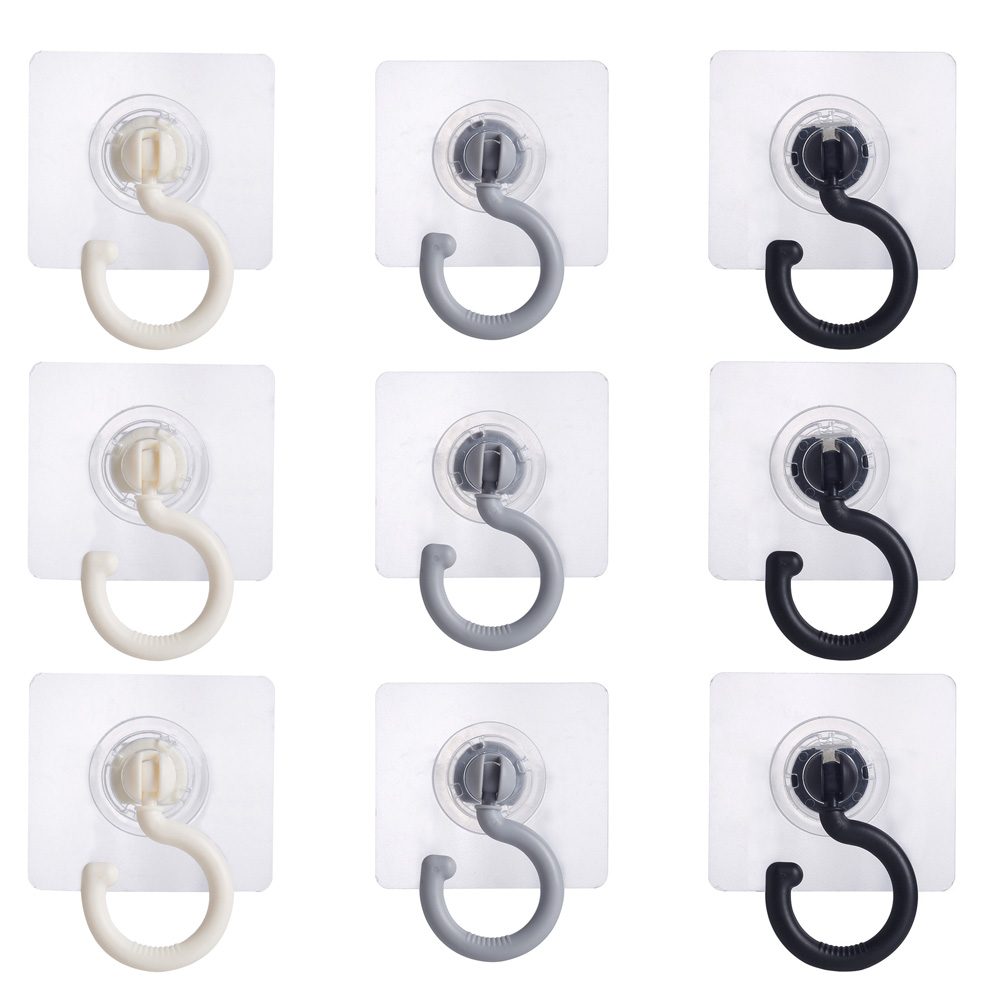 9 Pcs Rotary Nailless Adhesive Hook Hat Hangers Towel Coat Ceiling Wall Mount Pvc