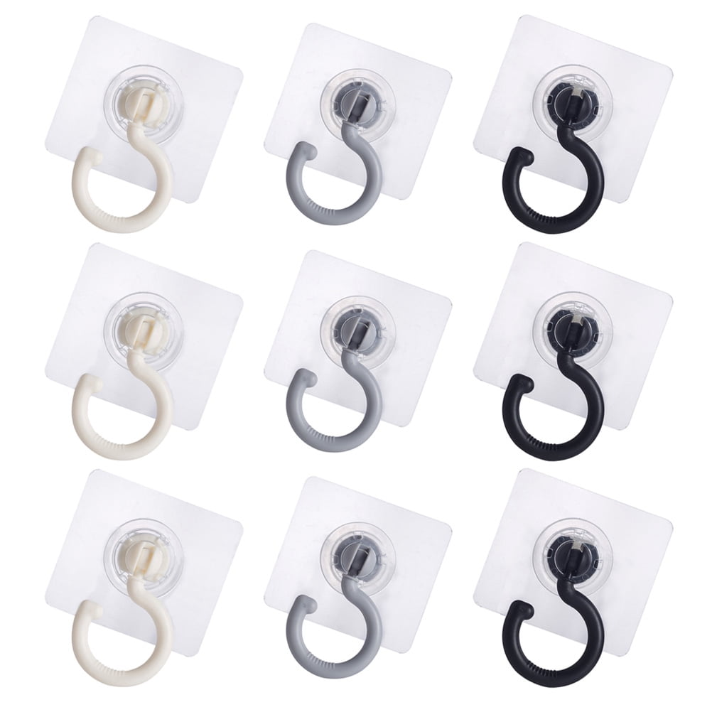 9 Pcs Rotary Nailless Adhesive Hook Wall Hangers Without Nails Bathroom ...