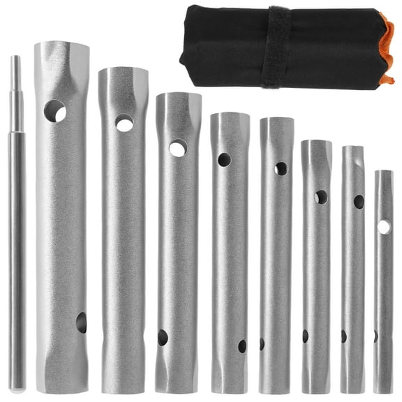 9 Pcs Shower Valve Socket Wrench Set Carbon Steel Plumbers Spanner Wrench Set Double Ended Tubular Socket Wrench Set for Spark Plugs Removal and Faucet Installation
