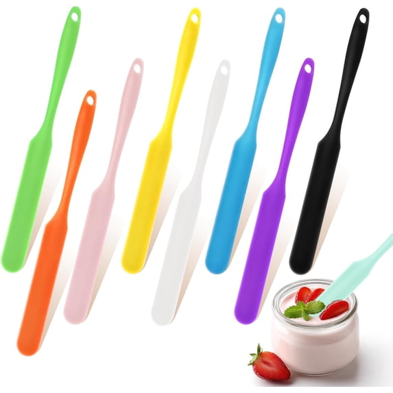 9 Pcs Silicone Jar Spatulas, Narrow Heat-Resistant Reusable Scraper ...