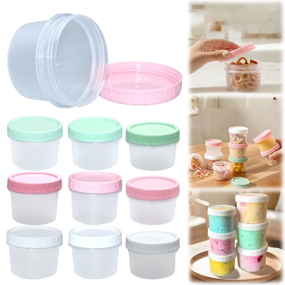 9 Pcs Small Containers With Lids,3 Diffrent Sizes Salad Dressing Containers,Condiment Containers For Puree, Snacks, and More,Reusable Small Plastic Food Storage Containers,Kitchen Storage,9 PCS