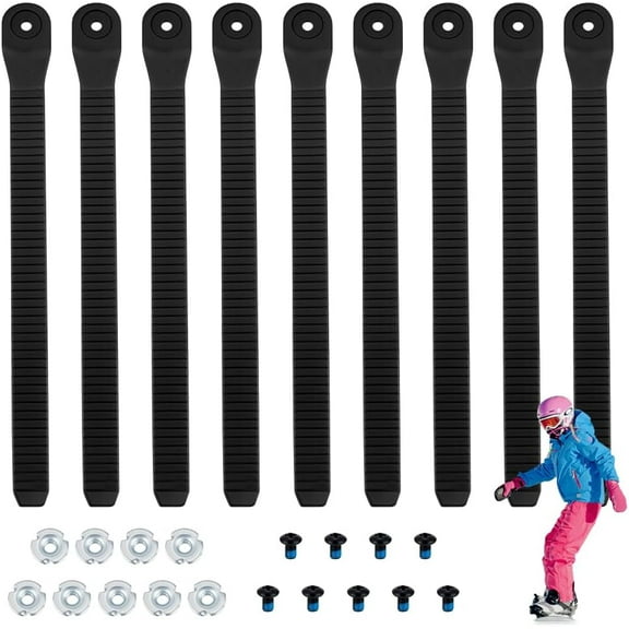 9 Pcs Snowboard Ankle Binding Straps Black Elastic Strap-in Binding Straps Snowboard Ladder Strap