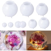 9 Pcs Sphere Silicone Molds for Resin, Upgraded Seamless 3D Sphere Resin Molds Silicone,Large Round Ball Epoxy Resin Molds for Flowers Preservation,Resin Castin