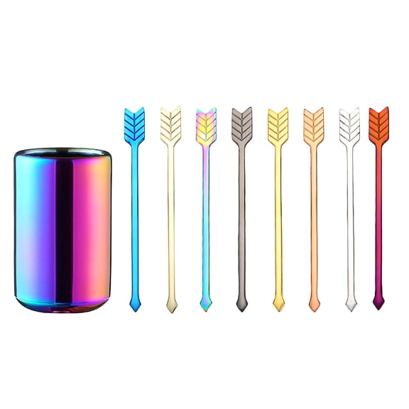 9 Pcs Stainless Steel Cake & Fruit Forks, Coffee Stirrers - Creative Multifunctional Utensils For Dessert, Fruit, Beverage Mixing - For Home Kitchen, Parties, Breakfast, Coffee