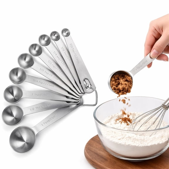 9 Pcs Stainless Steel Measuring Spoons Set with Scale, Kitchen Measuring Tools for Precise Cooking and Baking, 9 Sizes - 1/16 Tsp - 1 Tsp