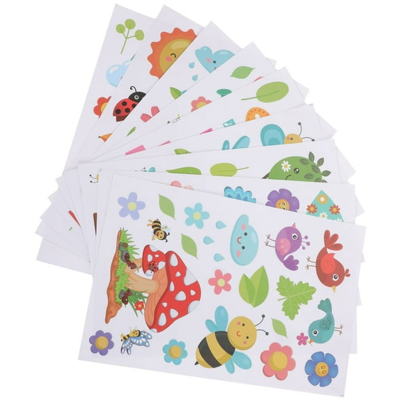 9 Pcs Summer Stickers Gnome Window Clings Bedromroom Decorations Window Clings Decorative Decals Spring Window Decals