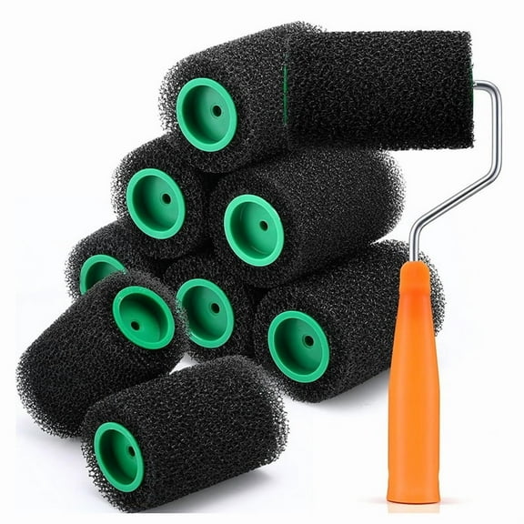 9 Pcs Textured Paint Roller Kit, 4 Inch Bed Liner Covers with Frame for Truck Coatings and Non-Slip Surfaces