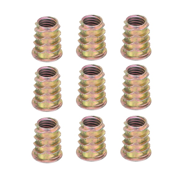 9 Pcs Threaded Inserts for Wood, Zinc Alloy M10 Thread Inserts Nuts 20mm Length