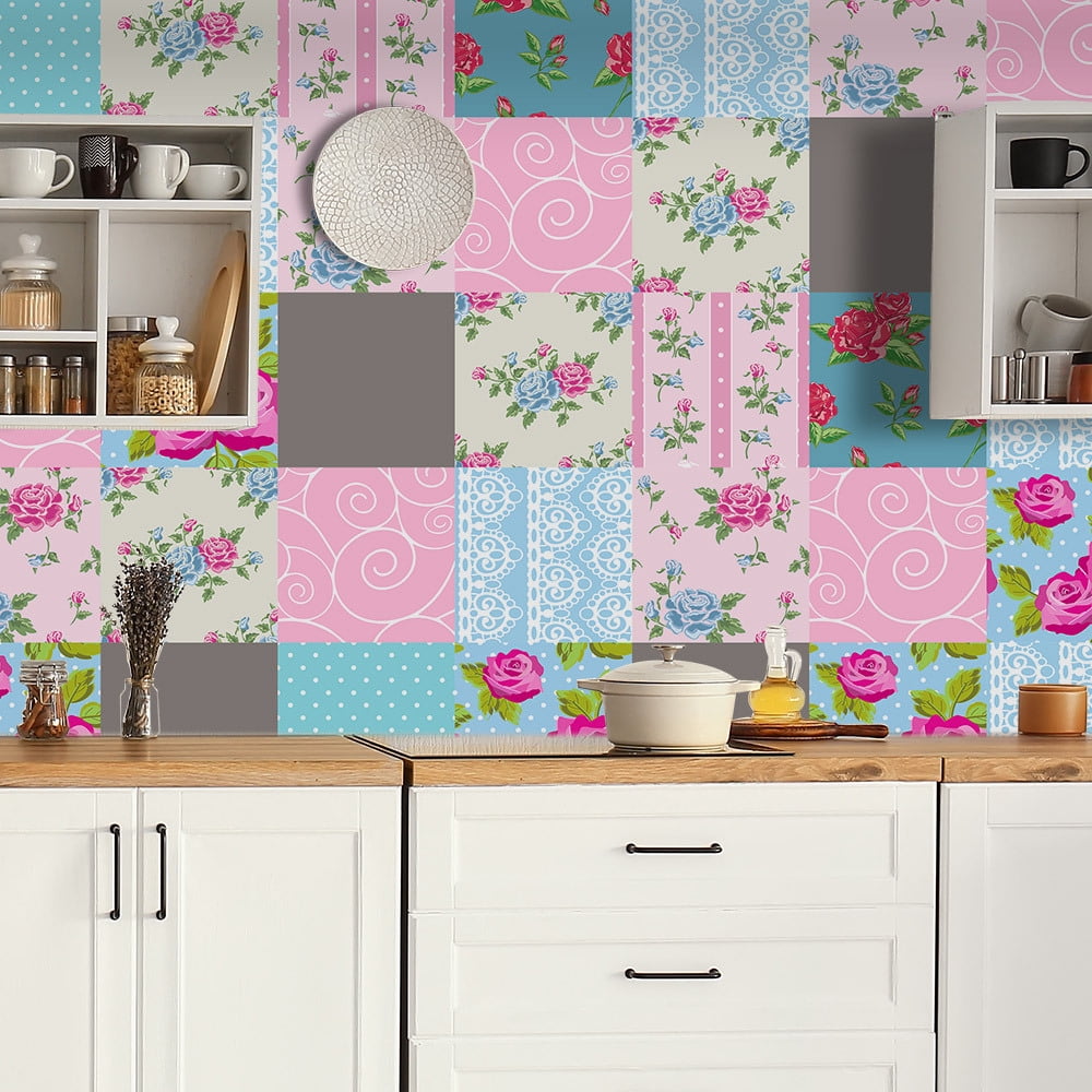9 Pcs Tile Stickers Peel and Stick Wall Stickers Removable Tile Stickers Backsplash Waterproof Kitchen Bathroom Furniture Staircase Home Decor