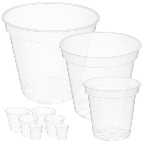 CIMAXIC 9Pcs Clear Orchid Pots with Drainage Holes Plastic Plant Containers for Indoor and Outdoor Gardening