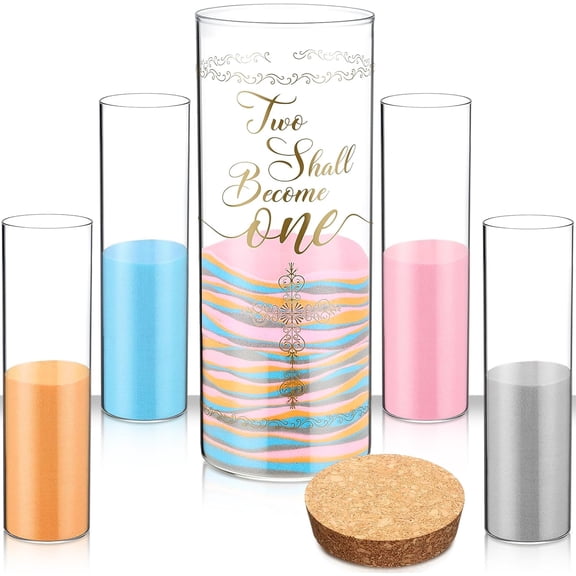 9 Pcs Unity Sand for Wedding Ceremony Set Include Ceremony Vase, Sand, Cork Stopper Unity Hourglass for Engagement Anniversary Wedding Decorations