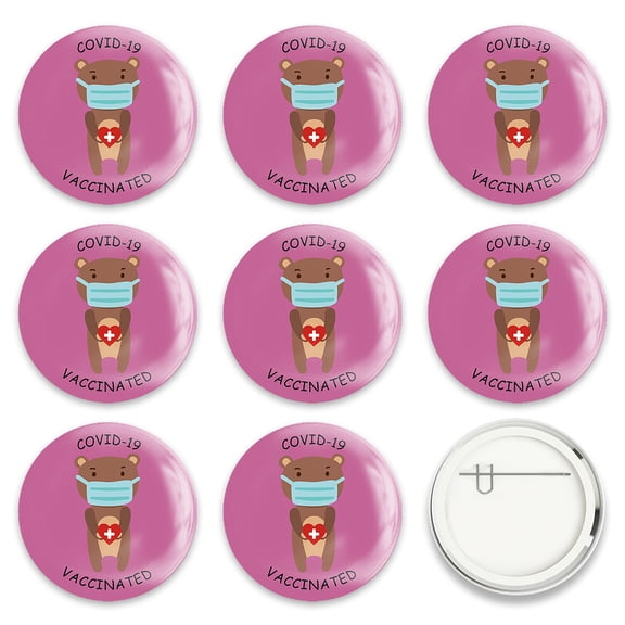 9 Pcs Vaccine Button Pins I Got Vaccinated Covid-19 Buttons Bear Pattern For Men's/Women's Brooches or Doctors Nurses Hospitals 2-1/4 Inch DIY