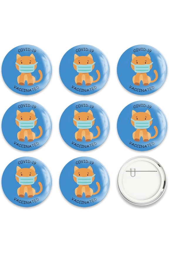 9 Pcs Vaccine Button Pins I Got Vaccinated Covid-19 Buttons Blue Fox Pattern For Men's/Women's Brooches or Doctors Nurses DIY
