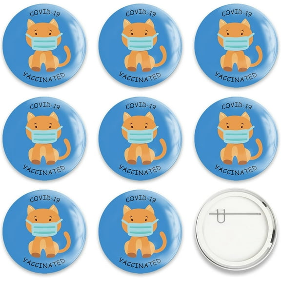 9 Pcs Vaccine Button Pins I Got Vaccinated Covid-19 Buttons Blue Fox Pattern For Men's/Women's Brooches or Doctors Nurses Hospitals 2-1/4 Inch DIY