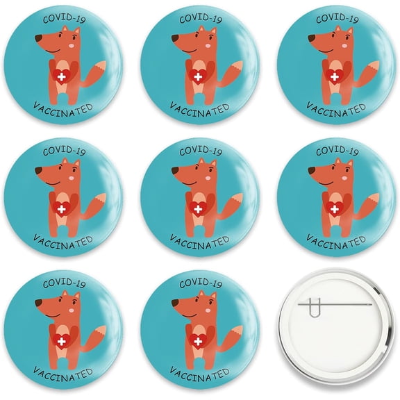 9 Pcs Vaccine Button Pins I Got Vaccinated Covid-19 Buttons Fox Pattern For Men's/Women's Brooches or Doctors Nurses Hospitals 2-1/4 Inch Colorful