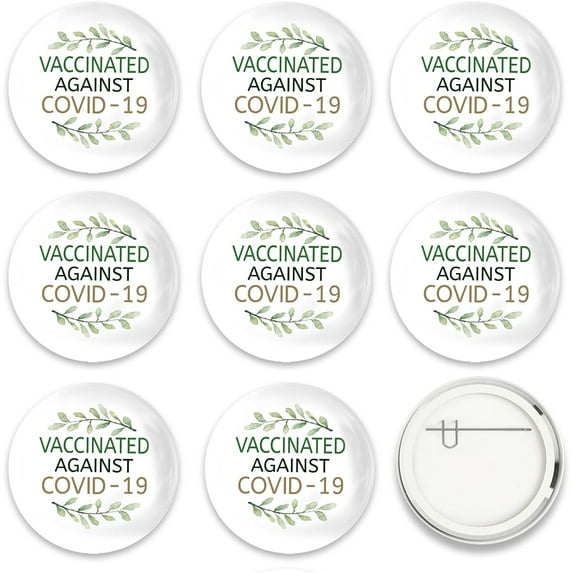 9 Pcs Vaccine Button Pins I Got Vaccinated Leaves Pattern For Men's/Women's Brooches or Doctors Nurses Hospitals 2-1/4 Inch Colorful