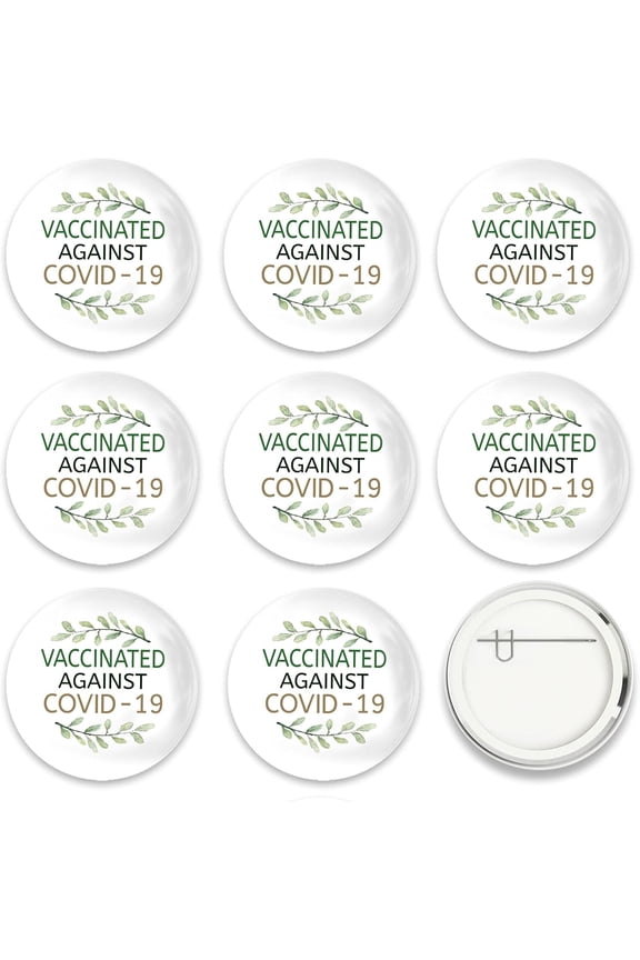 9 Pcs Vaccine Button Pins I Got Vaccinated Leaves Pattern For Men's/Women's Brooches or Doctors Nurses Hospitals 2-1/4 Inch Colorful