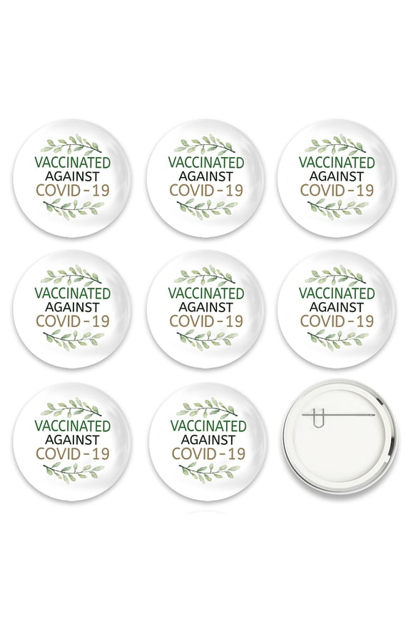 9 Pcs Vaccine Button Pins I Got Vaccinated Leaves Pattern For Men's/Women's Brooches or Doctors Nurses Hospitals 2-1/4 Inch