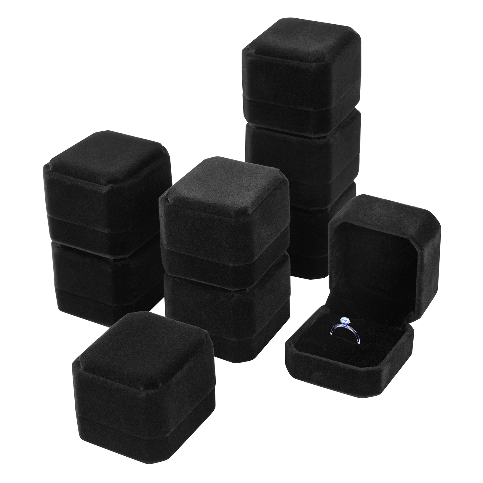 1/2/5 Pcs Velvet Jewelry Ring Boxes Earring Gift Storage Boxes Wedding