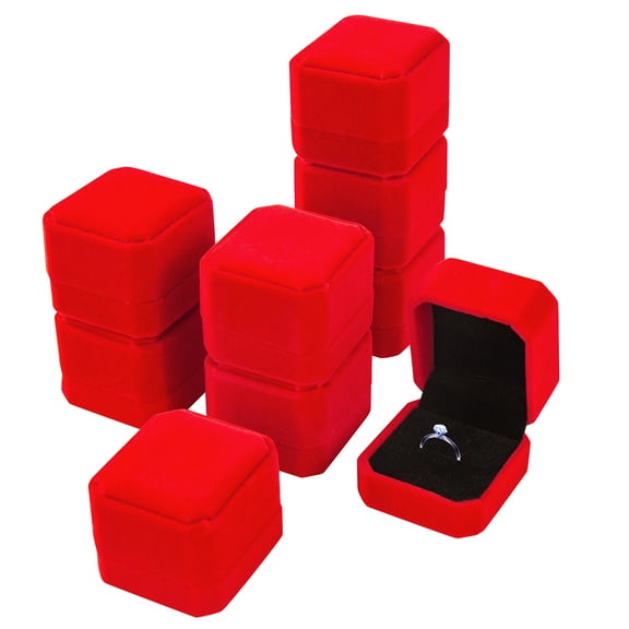 9 Pcs Velvet Ring Box for Wedding Ceremony ,Jewelry Earring Display Gift Box for Proposal Engagement(Red)