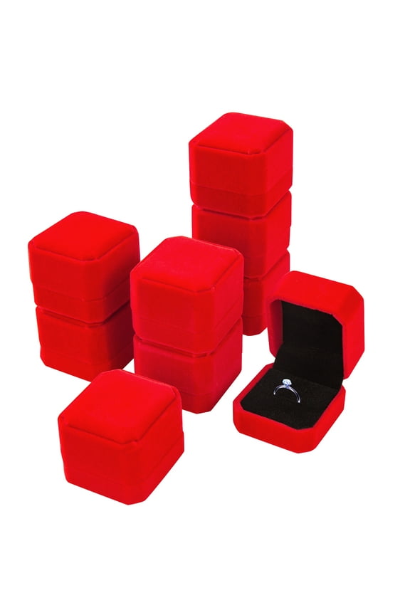 9 Pcs Velvet Ring Box for Wedding Ceremony ,Jewelry Earring Display Gift Box for Proposal Engagement(Red)