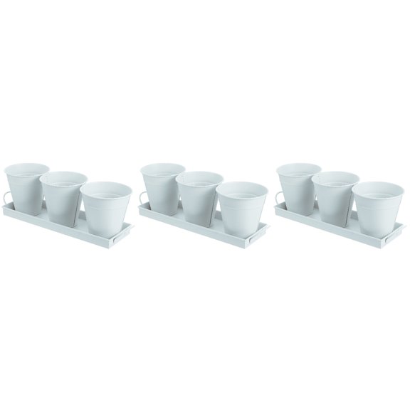 GOOHOCHY Vintage Style Plant Pot with Tray White for Home and Garden Decor