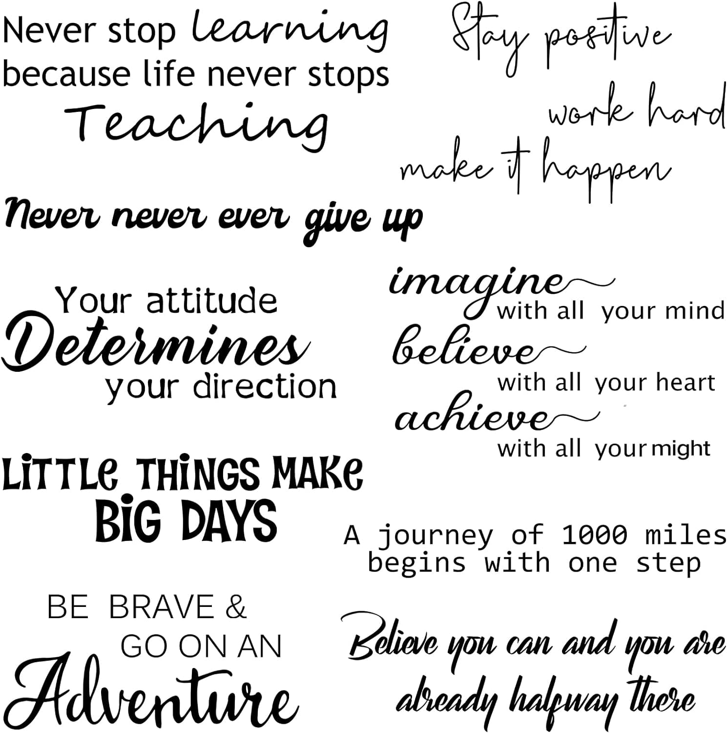9 Pcs Vinyl Wall Decals Inspirational Quotes Stickers Removable ...