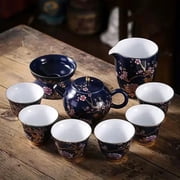 9 Pcs/set Handmade Gaiwan Household Teaware Chinese Palace Luxury Ceramic Tea Set Hand-painted Flower And Bird Porcelain Teapot