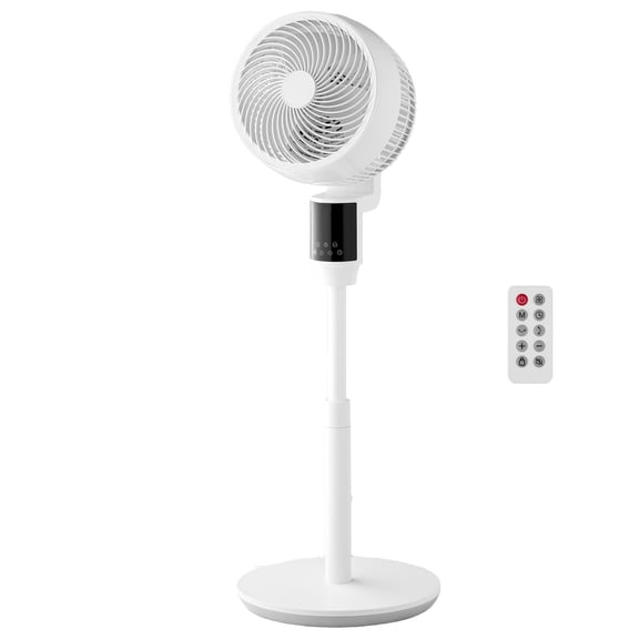 9" Pedestal Fan, DC, Remote, 9Sp/4Modes, Timer, Adj Ht, White