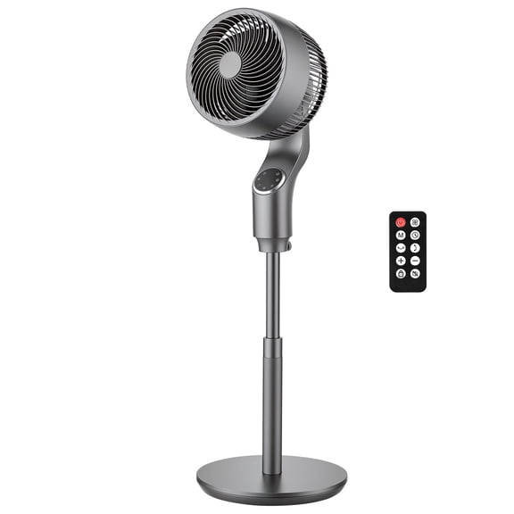9" Pedestal Fan, Osc, DC, Remote, 9Sp, Timer, Adj Ht, Silver Gray