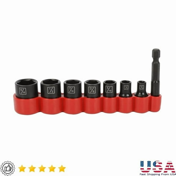 9-Piece 1/4-Inch Impact Socket Set Sae High Torque Durable Steel Storage Case Us