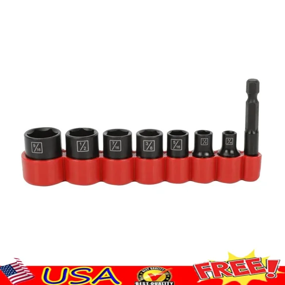 9-Piece 1/4-Inch Sae Impact Socket Set High Torque Durable Storage Case New