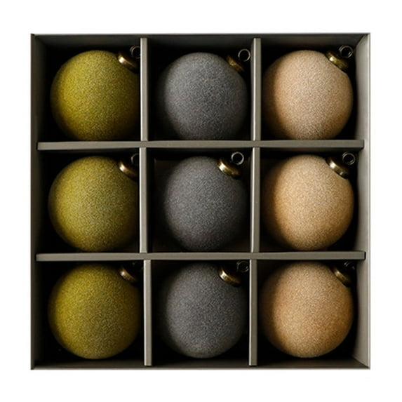 9-Piece 3.15 Inch Christmas Tree Ornaments, Christmas Ball Decoration Set Red Green And Gold Christmas Ball Shatterproof Hanging Tree Ornament Set