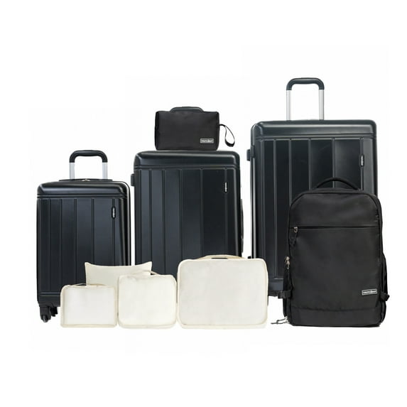 9-Piece ABS PC Hardshell Luggage Set with TSA Lock 20 24 28 Inch Carry On Checked Suitcases Backpack Toiletry Bag Storage Bags for Travel